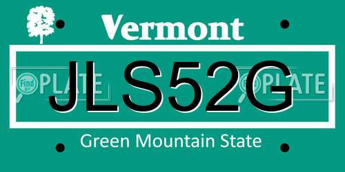 JLS52G Vermont License Plate
