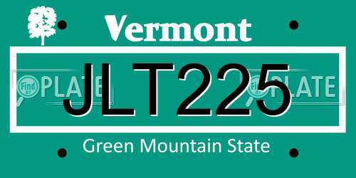 JLT225 Vermont License Plate