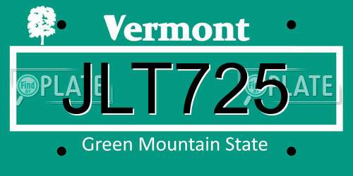 JLT725 Vermont License Plate