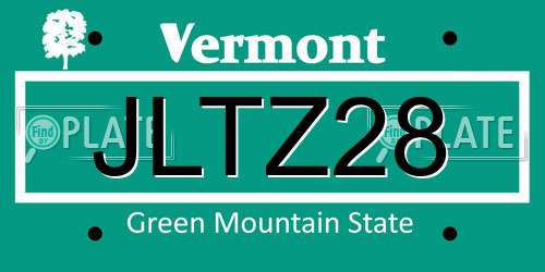 JLTZ28 Vermont License Plate