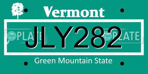 JLY282 Vermont License Plate
