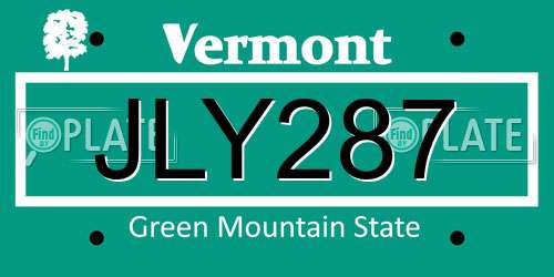 JLY287 Vermont License Plate