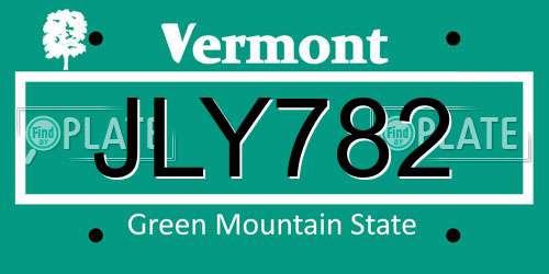 JLY782 Vermont License Plate