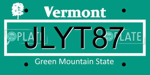 JLYT87 Vermont License Plate