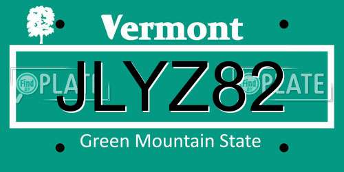 JLYZ82 Vermont License Plate