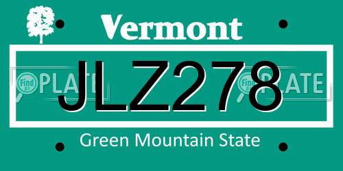 JLZ278 Vermont License Plate