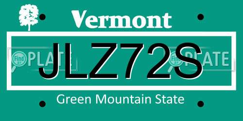 JLZ72S Vermont License Plate