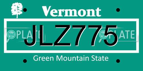 JLZ775 Vermont License Plate