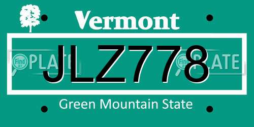 JLZ778 Vermont License Plate