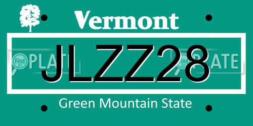 JLZZ28 Vermont License Plate