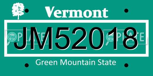 JM52018 Vermont License Plate