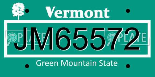 JM65572 Vermont License Plate