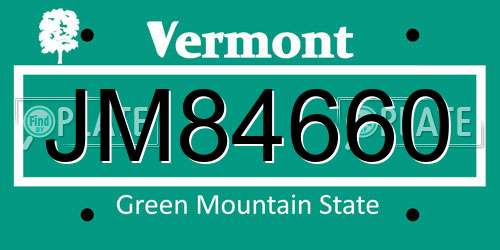 JM84660 Vermont License Plate