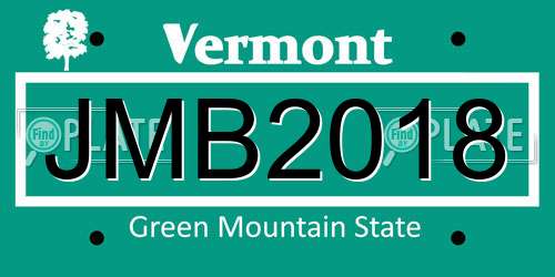 JMB2018 Vermont License Plate