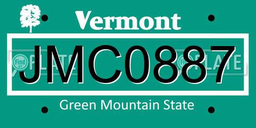 JMC0887 Vermont License Plate