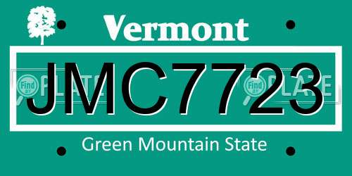 JMC7723 Vermont License Plate