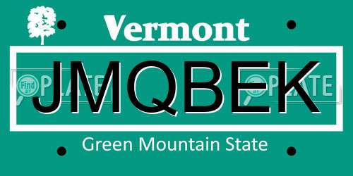 JMQBEK Vermont License Plate