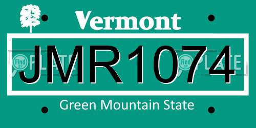 JMR1074 Vermont License Plate
