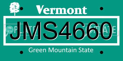 JMS4660 Vermont License Plate
