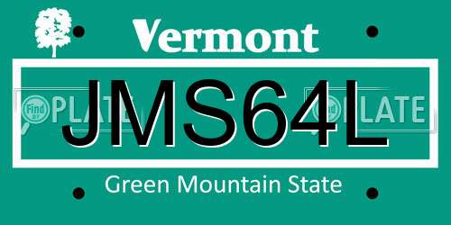 JMS64L Vermont License Plate