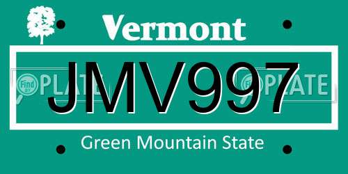 JMV997 Vermont License Plate