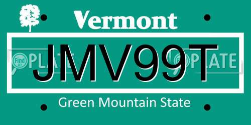 JMV99T Vermont License Plate