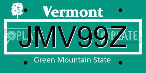 JMV99Z Vermont License Plate