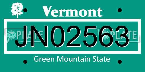 JN02563 Vermont License Plate