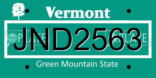 JND2563 Vermont License Plate