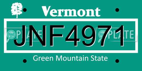 JNF4971 Vermont License Plate