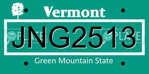 JNG2513 Vermont License Plate