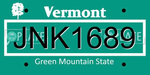 JNK1689 Vermont License Plate