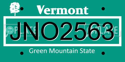 JNO2563 Vermont License Plate