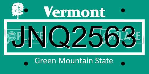 JNQ2563 Vermont License Plate