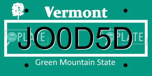 JO0D5D Vermont License Plate