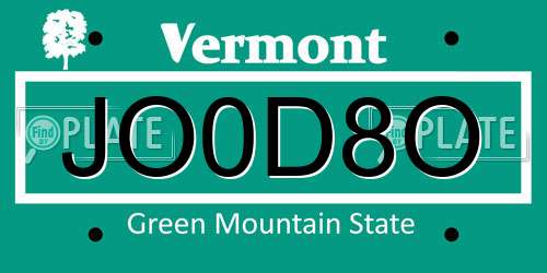 JO0D8O Vermont License Plate
