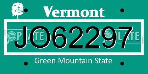 JO62297 Vermont License Plate