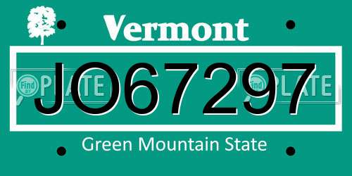 JO67297 Vermont License Plate