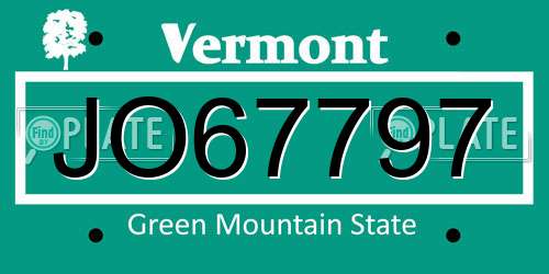JO67797 Vermont License Plate