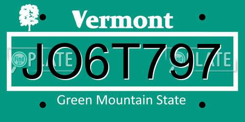 JO6T797 Vermont License Plate