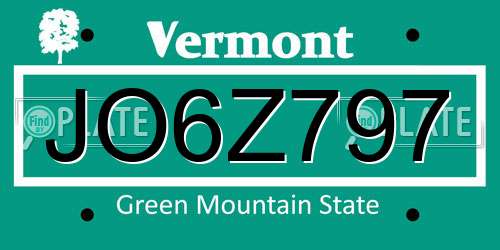 JO6Z797 Vermont License Plate
