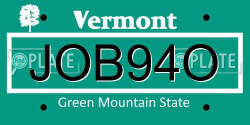 JOB94O Vermont License Plate