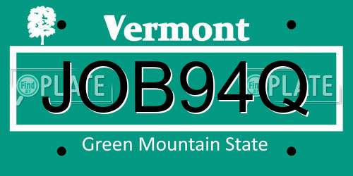 JOB94Q Vermont License Plate