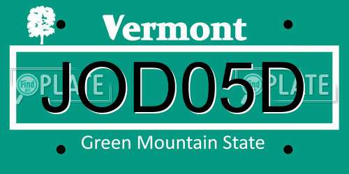 JOD05D Vermont License Plate