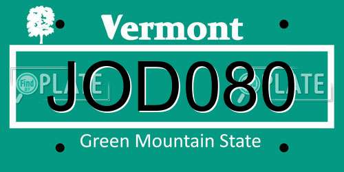 JOD080 Vermont License Plate