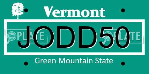 JODD50 Vermont License Plate