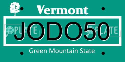 JODO50 Vermont License Plate