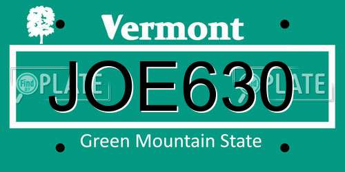 JOE630 Vermont License Plate