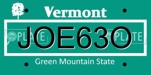 JOE63O Vermont License Plate