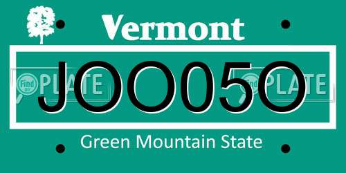 JOO05O Vermont License Plate